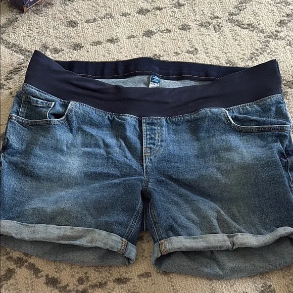 Denim Blue Women's Maternity Shorts - Picture 1 of 6